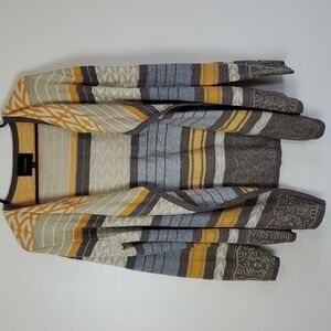 Le fee verte anthro open mixed media multi print cardigan colorful M